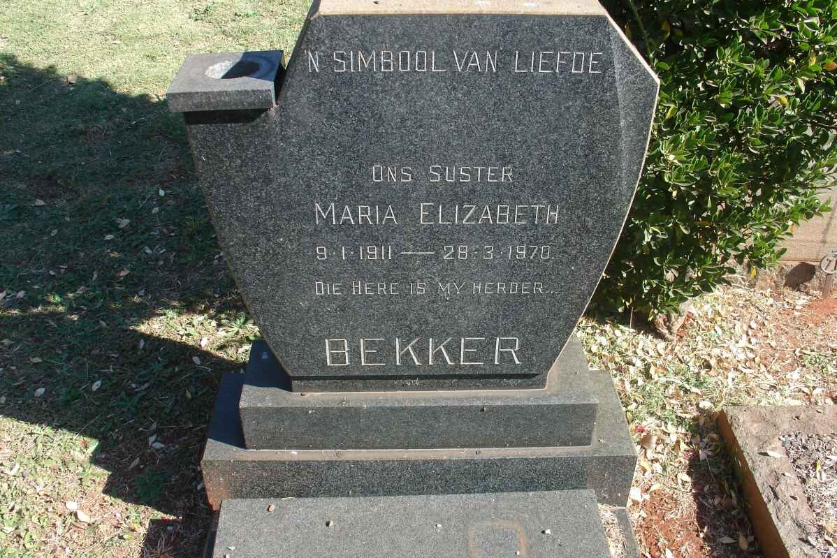 BEKKER Maria Elizabeth 1911-1970