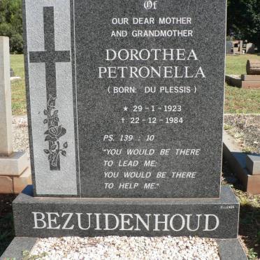 BEZUIDENHOUD Dorothea Petronella nee du PLESSIS 1923-1984
