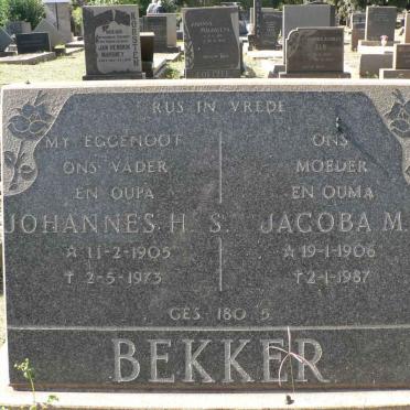 BEKKER Johannes H. S. 1905-1973 &amp; Jacoba M. 1906-1987