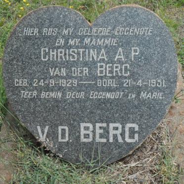 BERG Christina A.P., van der 1929-1951