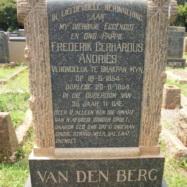 BERG Frederik Gerhardus Andries, van den -1954