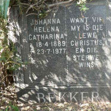BEKKER Johanna Helena Catharina 1889-1977