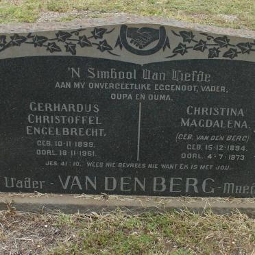 BERG Gerhardus Christoffel Engelbrecht, van den 1899-1961 &amp; Christina Magdalena VAN DEN BERG 1894-1973