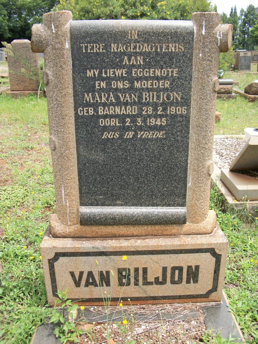 BILJON Mara, van nee BARNARD 1906-1945
