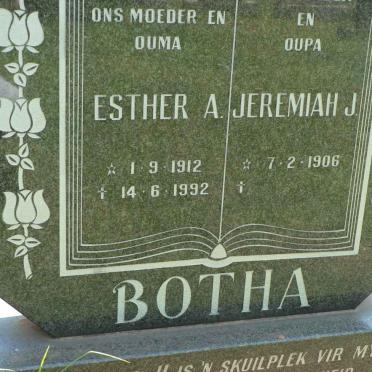 BOTHA Jeremiah J. 1906- &amp; Esther A. 1912-1992