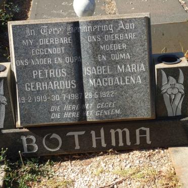 BOTHMA Petrus Gerhardus 1919-1987 &amp; Isabel Maria Magdalena 1922-
