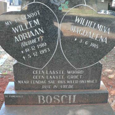 BOSCH Willem Willem Adriaan 1910-1993 &amp; Wilhelmina Magdalena 1915-