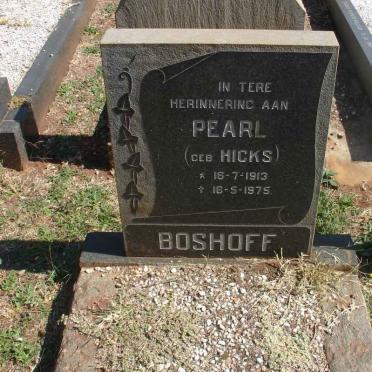BOSHOFF Pearl nee HICKS 1913-1975
