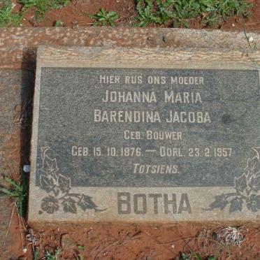 BOTHA Johanna Maria Barendina Jacoba nee BOUWER 1876-1957