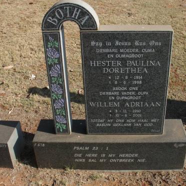 BOTHA Willem Adriaan 1910-2001 &amp; Hester Paulina Dorethea 1914-1998