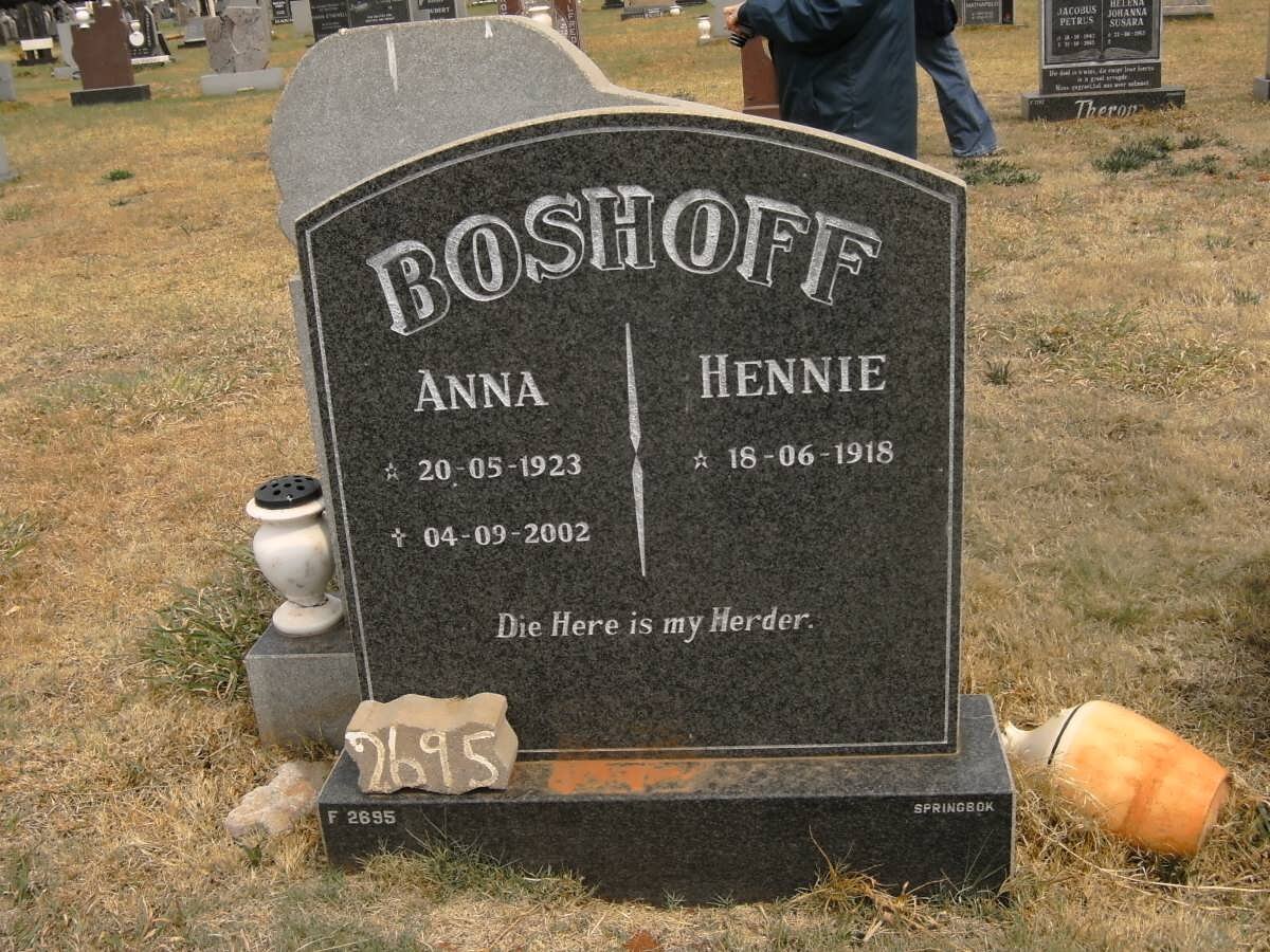 BOSHOFF Hennie 1918- &amp;  Anna 1923-2002