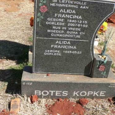 BOTES Alida Francina 1940-2007 :: KOPKE Alida Francina 1965-