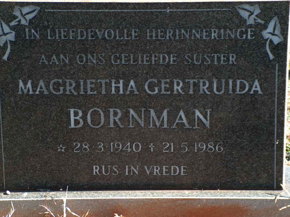 BORNMAN Magrietha Gertruida 1940-1986