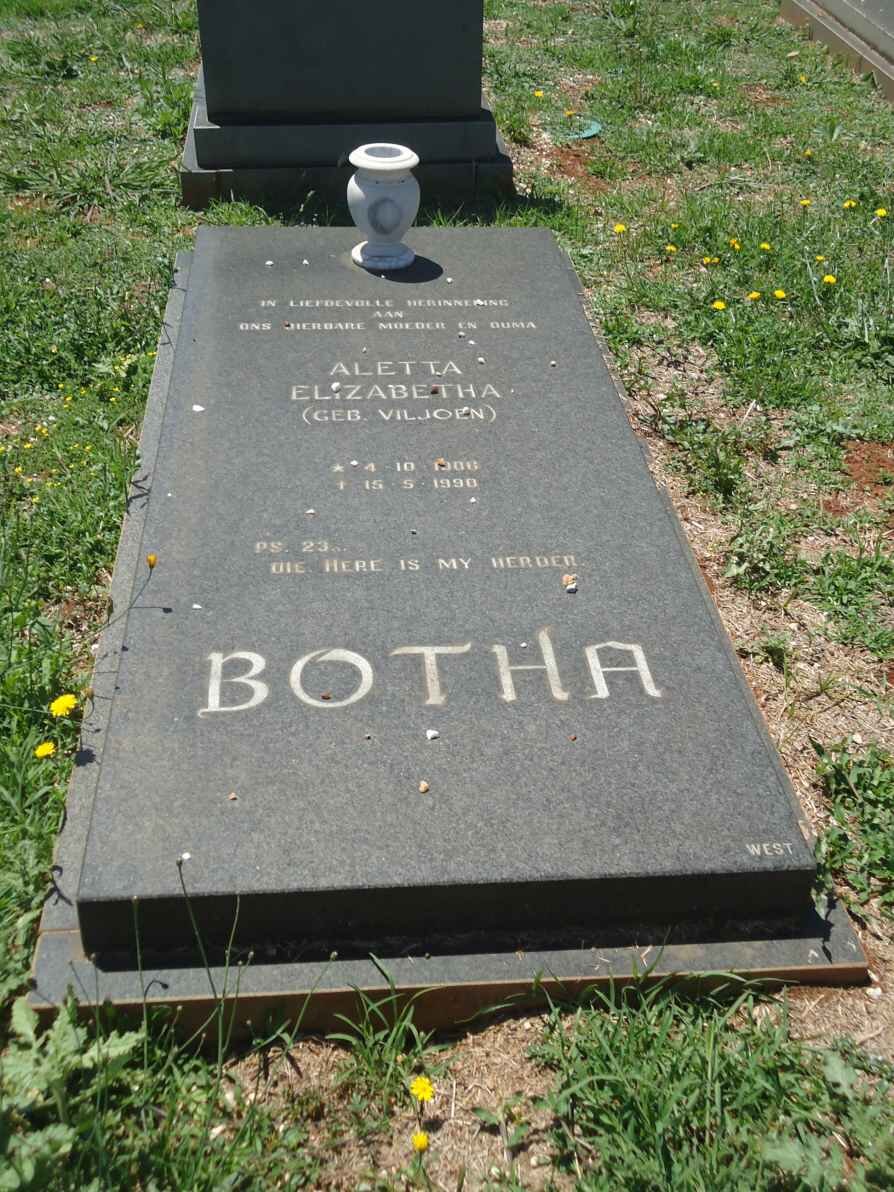 BOTHA Aletta Elizabeth nee VILJOEN