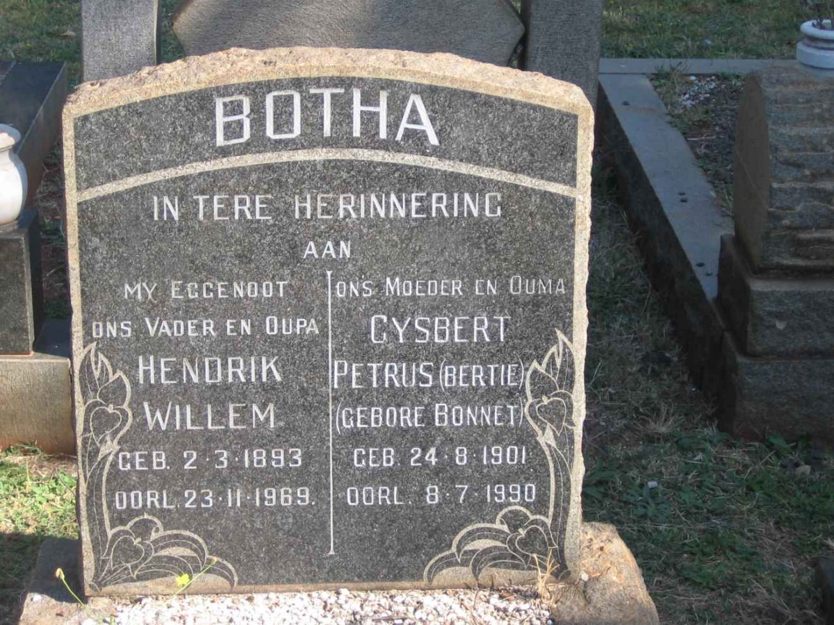 BOTHA Hendrik Willem 1893-1969 &amp; Gysbert Petrus BONNET 1901-1990
