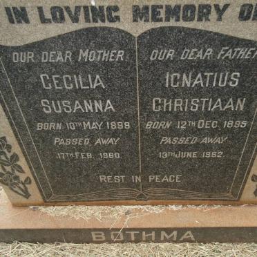 BOTHMA Ignatius Christiaan 1895-1962 &amp; Cecilia Susanna 1899-1960
