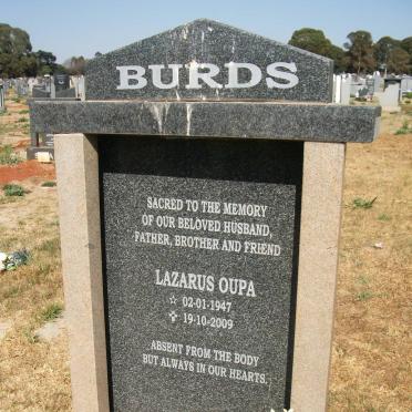 BURDS Lazarus Oupa 1947-2009