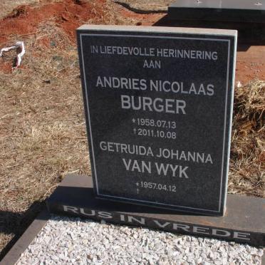 BURGER Andries Nicolaas 1958-2011 :: WYK Getruida Johanna, van 1957-