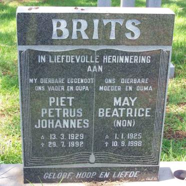 BRITS Piet Petrus Johannes 1929-1992 &amp; May Beatrice 1925-1998