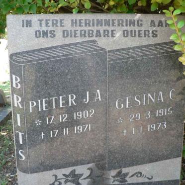 BRITS Pieter J.A. 1902-1971 &amp; Gesina C. 1915-1973