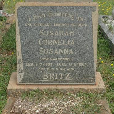 BRITZ Susarah Cornelia Susanna nee SWANEPOEL 1899-1964