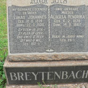 BREYTENBACH Lukas Johannes 1874-1955 &amp; Alberta Hendrika 1878-1961