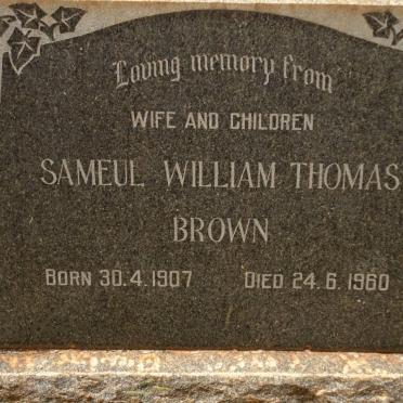 BROWN Sameul William Thomas 1907-1960
