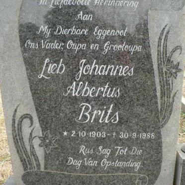 BRITS Lieb Johannes Albertus 1903-1988