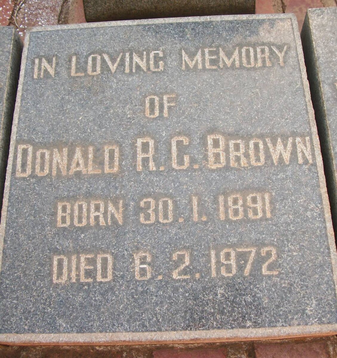 BROWN Donald R.C. 1891-1972
