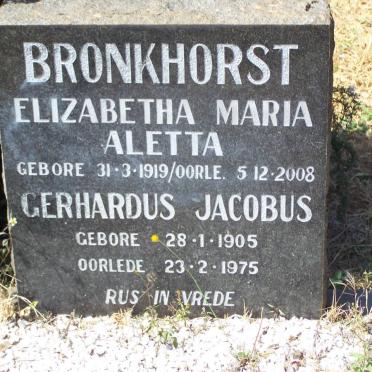 BRONKHORST Gerhardus Jacobus 1905-1975 &amp; Elizabetha Maria Aletta 1919-2008