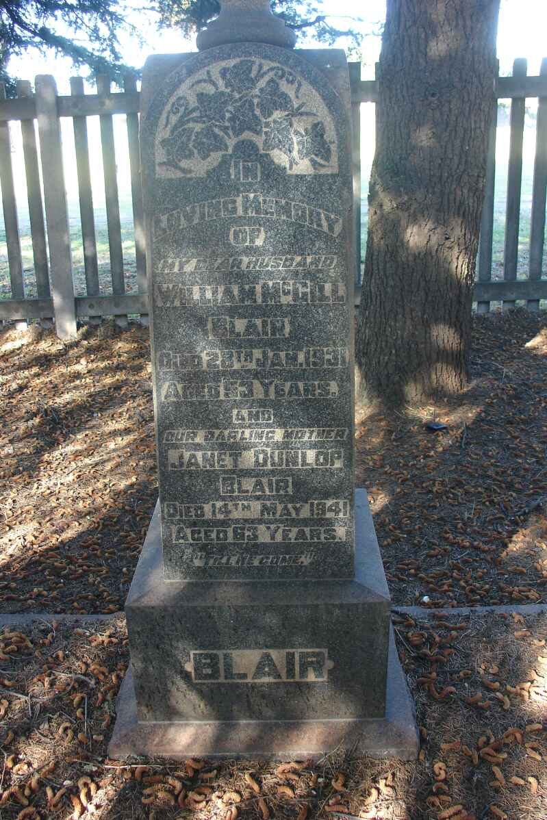 BLAIR William Mc Gill -1931 &amp; Janet Dunlop -1941