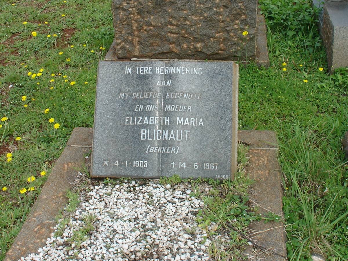 BLIGNAUT Elizabeth Maria nee BEKKER 1903-1967