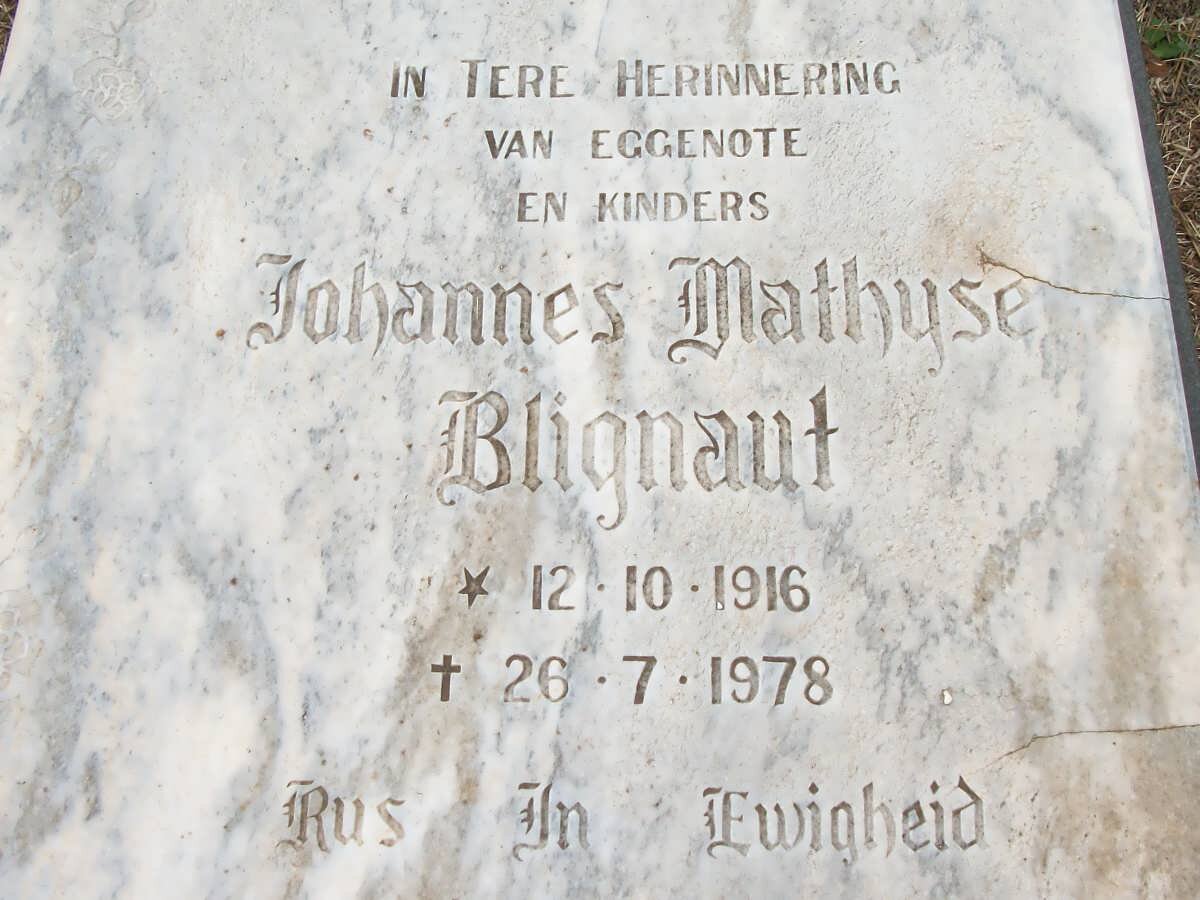 BLIGNAUT Johannes Mathyse 1916-1978