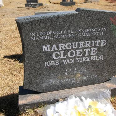 CLOETE Marguerite geb VAN NIEKERK 1929-2007