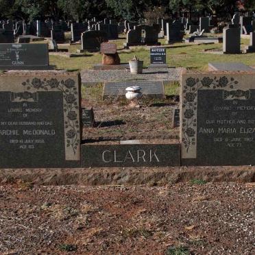 CLARK Archie McDonald -1958 &amp; Anna Maria Elizabeth -1967