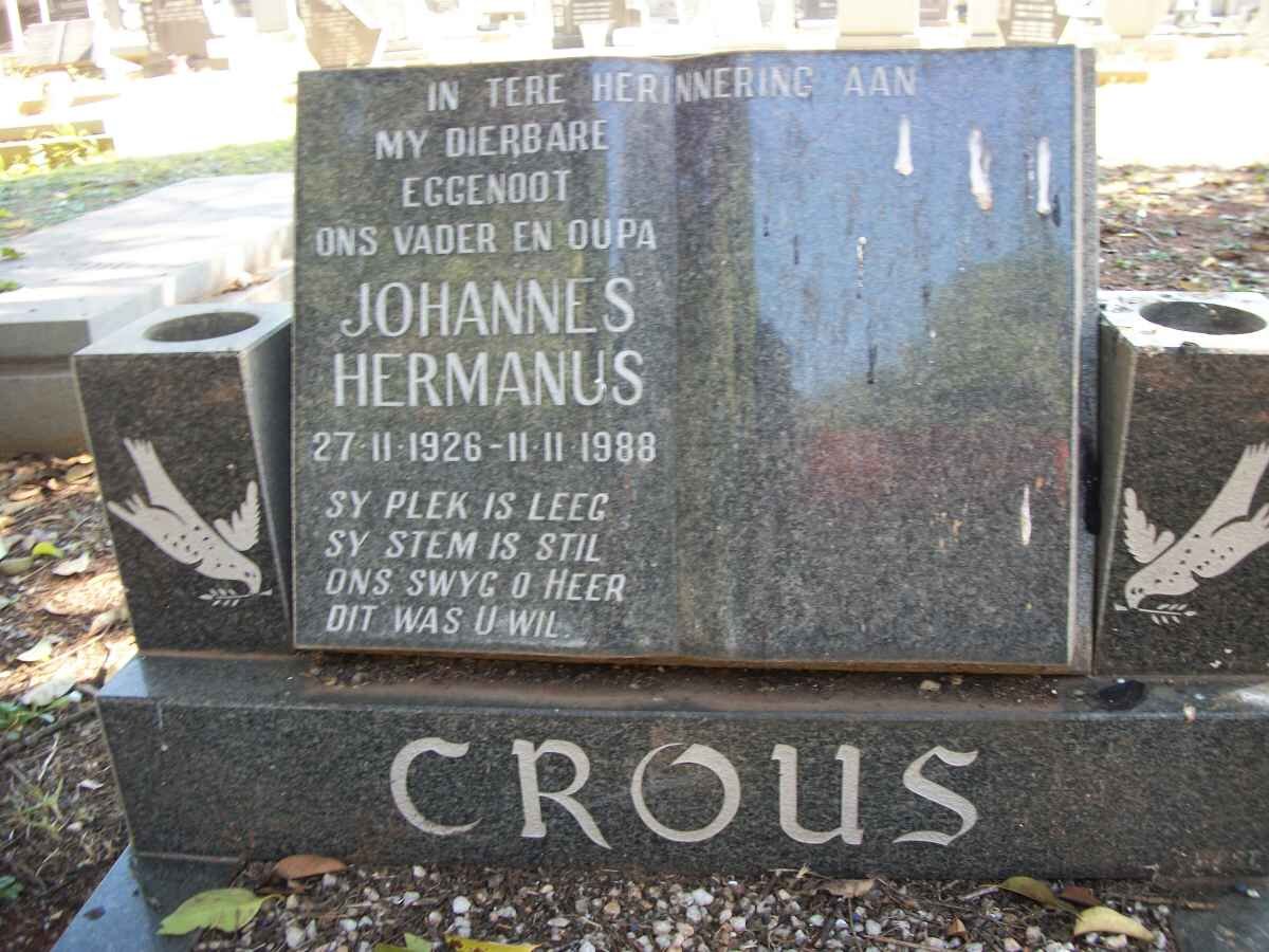 CROUS Johannes Hermanus 1926-1988