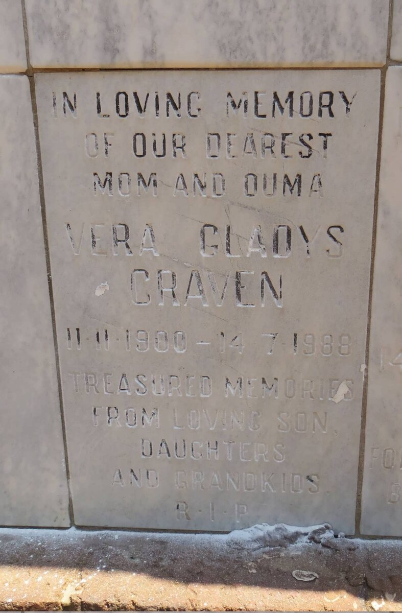 CRAVEN Vera Gladys 1900-1988