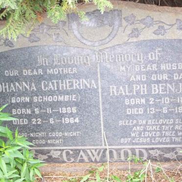 CAWOOD Ralph Benjamin 1882-1960 &amp; Johanna Catherina SCHOOMBIE 1885-1964