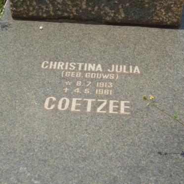 COETZEE Christian Julia nee GOUWS 1913-1981