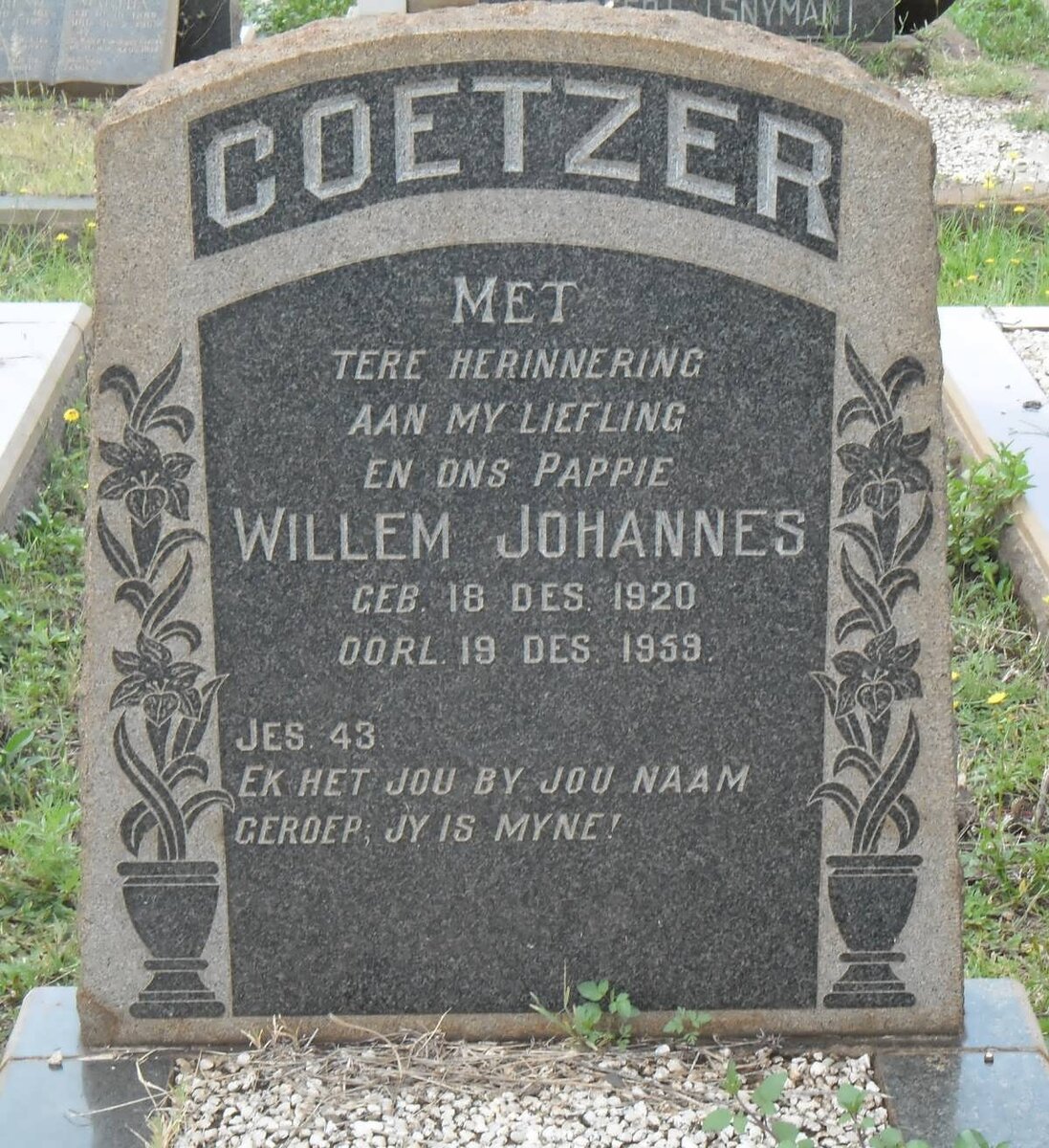 COETZER Willem Johannes 1920-1959