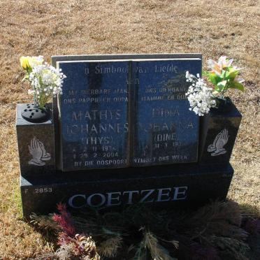 COETZEE Mathys Johannes 1934-2004 &amp; Dina Johanna 193?-