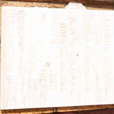 COLRAINE F.W. H.T. 1904-1969 &amp; A. McD. 1905-1990