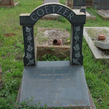 COETZER Philippus J. 1886-1974 &amp; Magdalene E. 1885-1949
