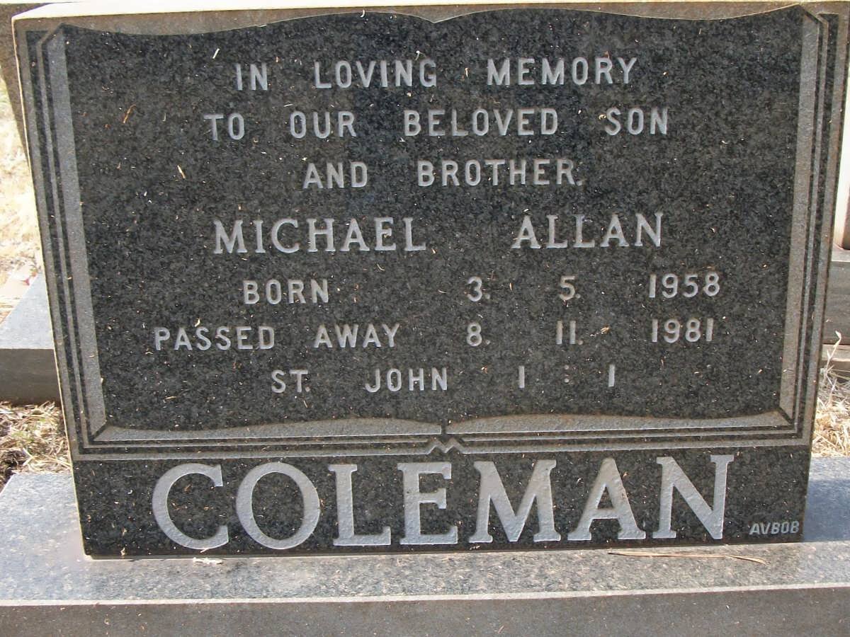 COLEMAN Michael Allan 1958-1981