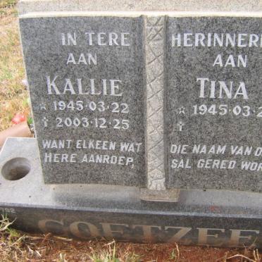 COETZEE Kallie 1945-2003 &amp; Tina 1945-