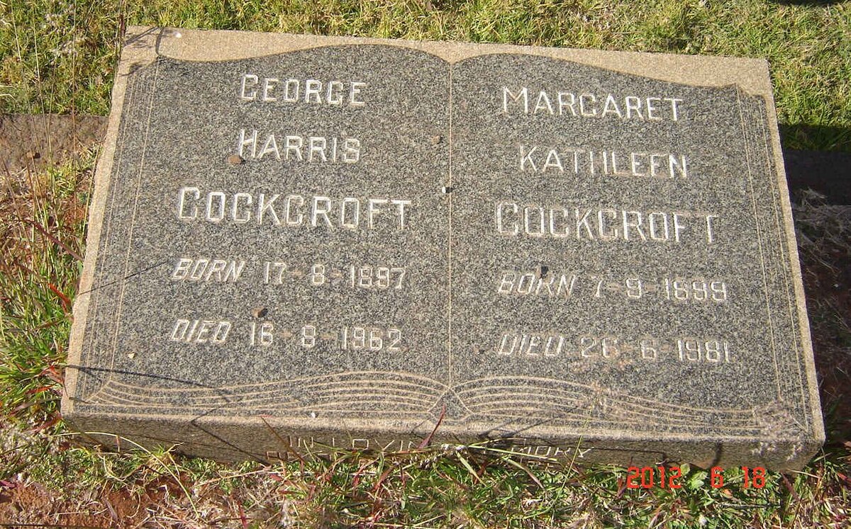 COCKCROFT George Harris 1897-1962 &amp; Margaret Kathleen 1899-1981
