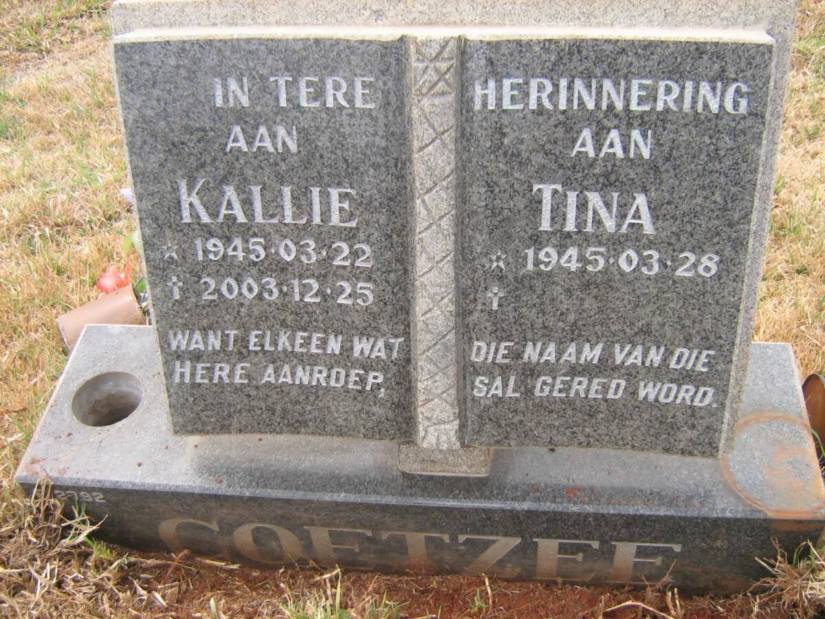 COETZEE Kallie 1945-2003 &amp; Tina 1945-