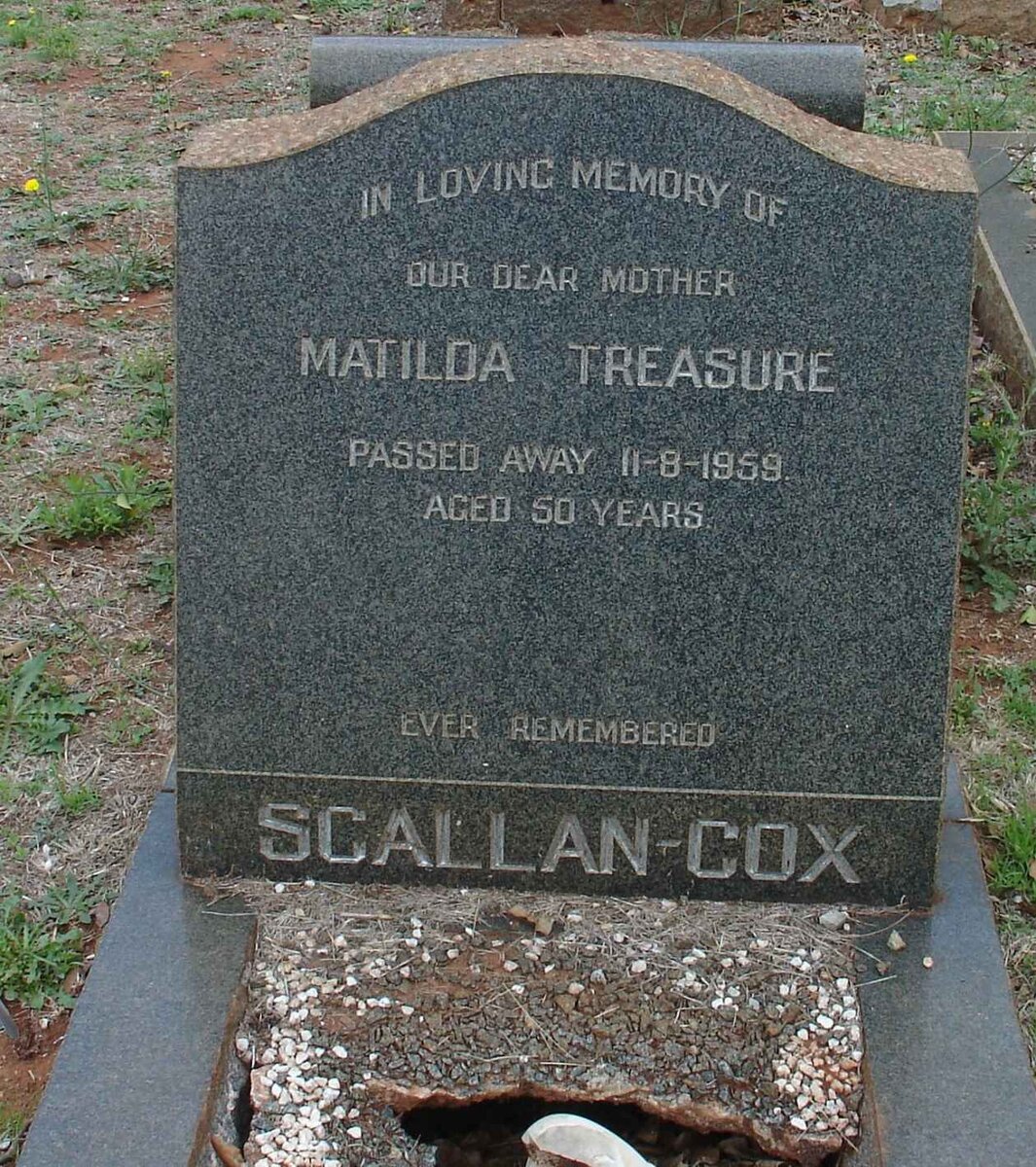 COX Matilda Treasure, Scallan -1959