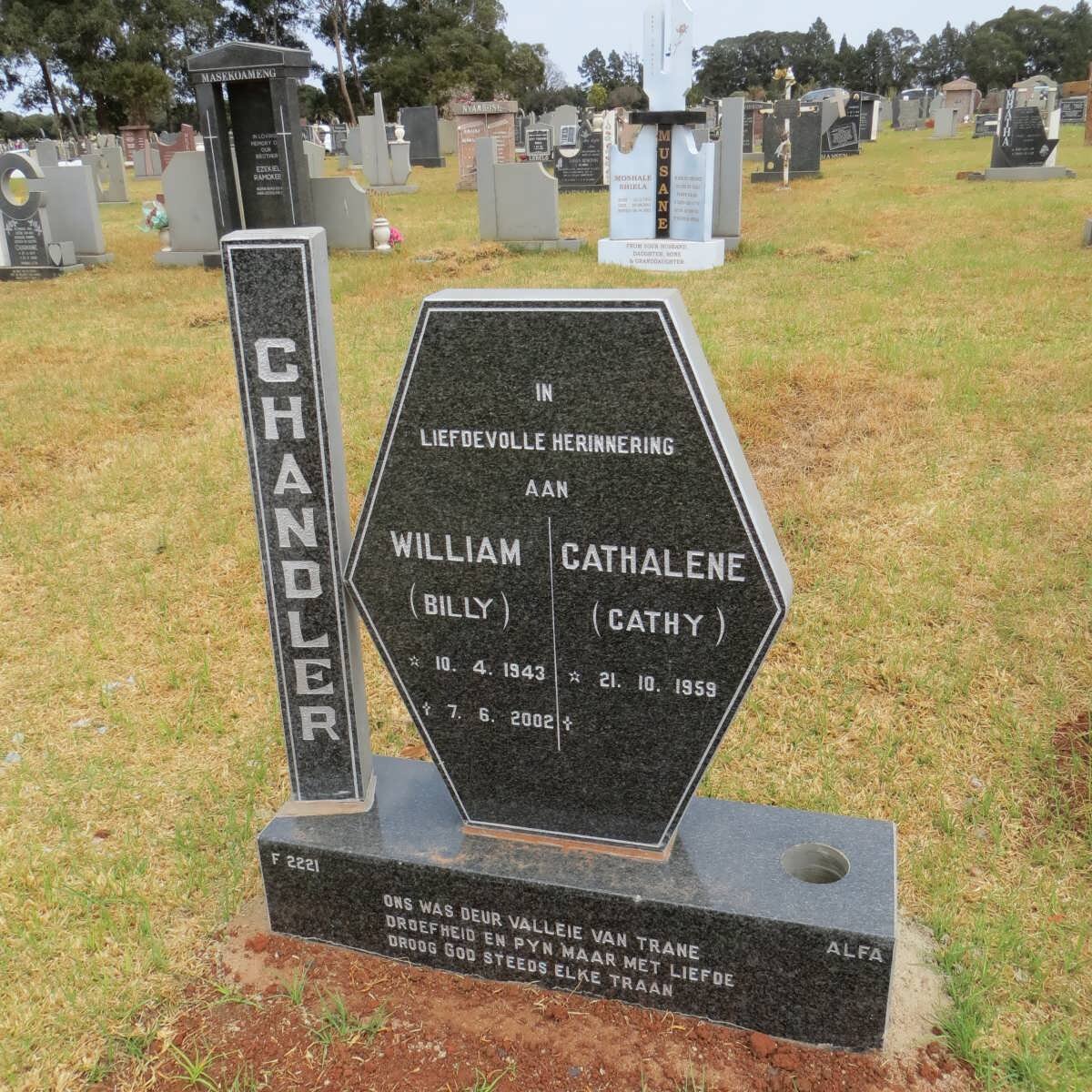 CHANDLER William 1943-2002 &amp; Cathalene 1959-
