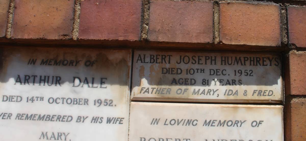 DALE Arthur -1952 :: HUMPHREYS Albert Joseph -1952